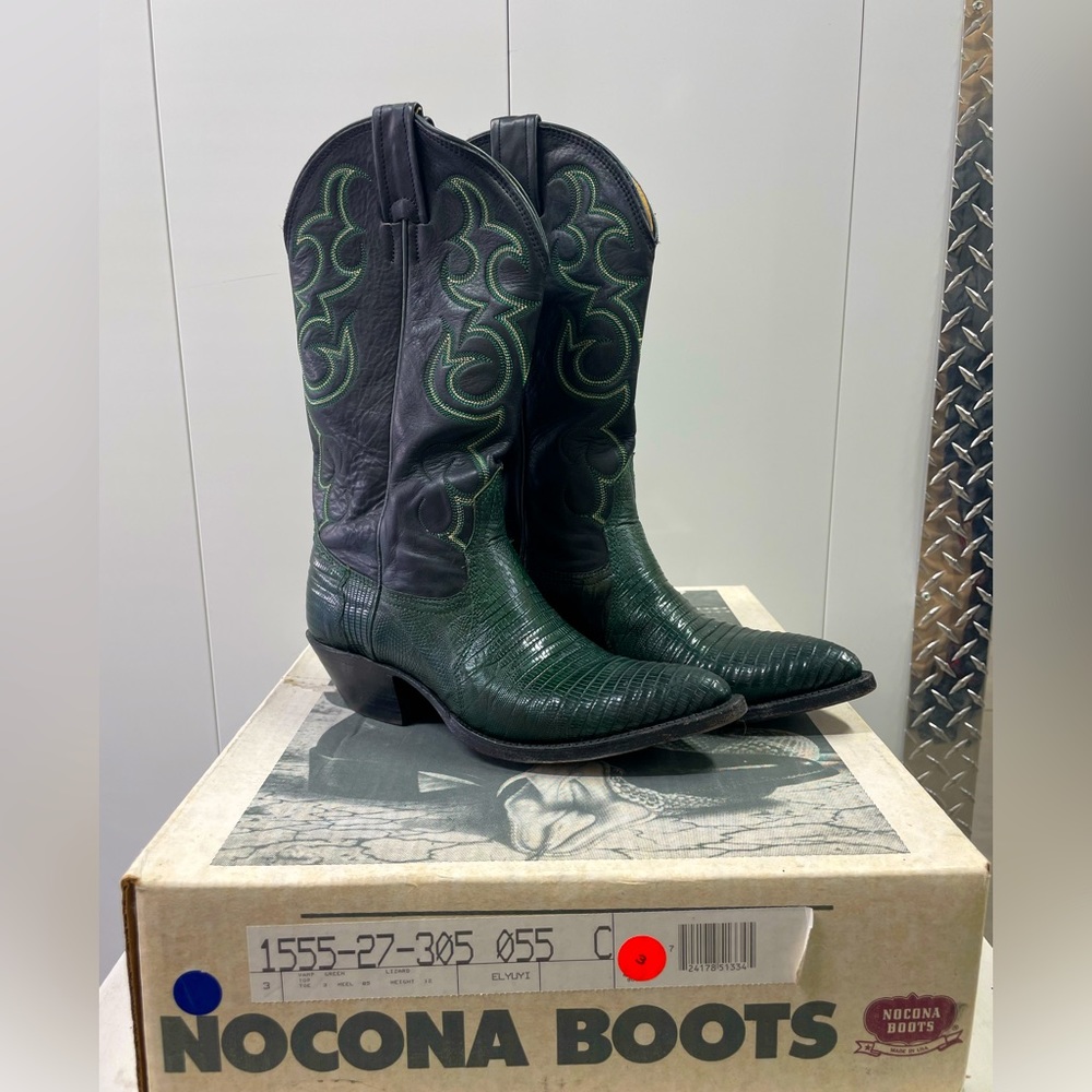 Nocona Green and Black Heeled Boots